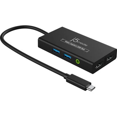 j5create JVA01-N Video Capture USB Hub - Svart - USB 3.2 Gen 1 - Videoinspelning j5create JVA01-N Video Capture USB Hub - Svart - USB 3.2 Gen 1 - Videoinspelning