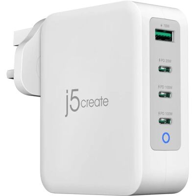 j5create JUP43130F-FN 130W GaN USB-C 4-Port Charger - UK j5create JUP43130F-FN 130W GaN USB-C 4-Port Charger - UK