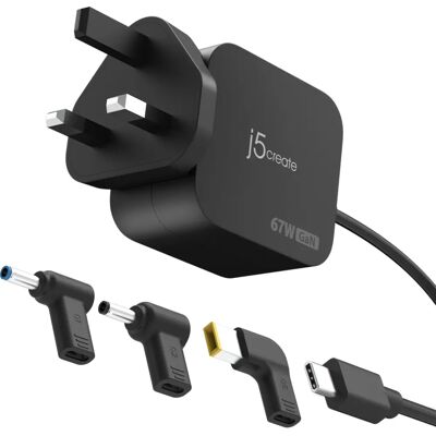 J5create JUP1565DCF3A-FN Power Adapter - 67W - Black J5create JUP1565DCF3A-FN Power Adapter - 67W - Black