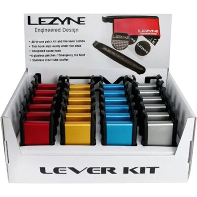 Kit de Réparation Lezyne - 24 Pièces, Étui en Aluminium, Patches & Leviers Kit de Réparation Lezyne - 24 Pièces, Étui en Aluminium, Patches & Leviers