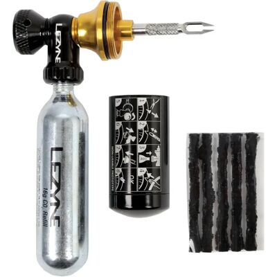 Lezyne Tubeless CO2 Blaster - Kit di riparazione compatto - Nero/Oro Lezyne Tubeless CO2 Blaster - Kit di riparazione compatto - Nero/Oro