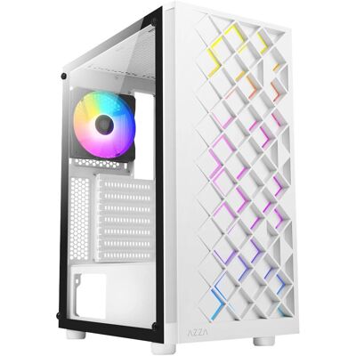 Azza Spectra Weiß ATX Gaming Tower - RGB Beleuchtung, Glasfenster Azza Spectra Weiß ATX Gaming Tower - RGB Beleuchtung, Glasfenster