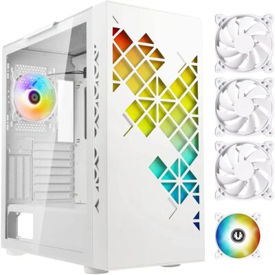 Case semi-tower ATX BitFenix Tracery Bianco con Illuminazione RGB e Più Ventole Case semi-tower ATX BitFenix Tracery Bianco con Illuminazione RGB e Più Ventole