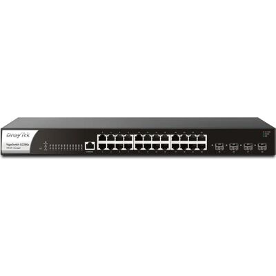 Switch Ethernet Giga, G2280x, Géré, DrayTek - 24 Ports - Publicité Switch Ethernet Giga, G2280x, Géré, DrayTek - 24 Ports - Publicité
