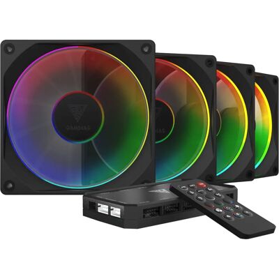 Set de 4 ventiladores RGB PWM Gamdias M3-1204R - Negro Set de 4 ventiladores RGB PWM Gamdias M3-1204R - Negro