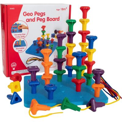 Edx Education Childrens Giant Geo Pegs and Board Set - Educational Toy & Puzzle Edx Education Childrens Giant Geo Pegs and Board Set - Educational Toy & Puzzle