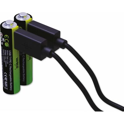 Verico LoopEnergy AAA-Micro - 2x AAA-Micro met dubbele USB-C oplaadkabel Verico LoopEnergy AAA-Micro - 2x AAA-Micro met dubbele USB-C oplaadkabel