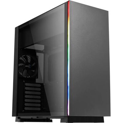 Caja Glo RGB Mid Tower de Aerocool - Negro - Soporta 13 modos de iluminación y placas base de alta gama Caja Glo RGB Mid Tower de Aerocool - Negro - Soporta 13 modos de iluminación y placas base de alta gama