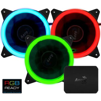 Kit de 3 ventilateurs Rev RGB 120mm avec contrôleur RGB Kit de 3 ventilateurs Rev RGB 120mm avec contrôleur RGB
