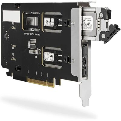 ICY DOCK MB842MP-B - Rack duplo M.2 NVMe PCIe 4.0 x16 - Preto e Prata ICY DOCK MB842MP-B - Rack duplo M.2 NVMe PCIe 4.0 x16 - Preto e Prata