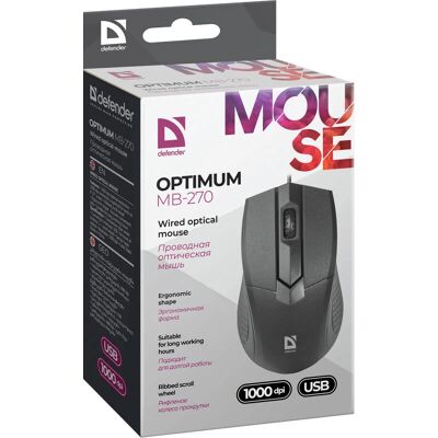 Defender Optimum MB-270 Maus - Optisch, Rechtshand, 1000 DPI Defender Optimum MB-270 Maus - Optisch, Rechtshand, 1000 DPI
