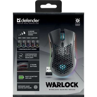 Defender GM-709L Warlock kabellose Maus - RGB, 2400 DPI, Rechtshänder Defender GM-709L Warlock kabellose Maus - RGB, 2400 DPI, Rechtshänder