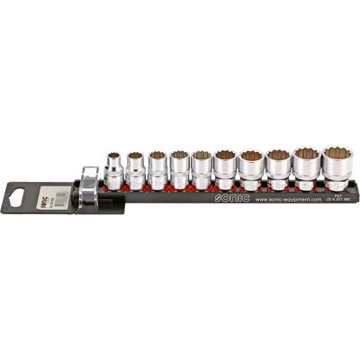 SONIC 3/8" Socket Set - 10 Pieces on Aluminum Rail SONIC 3/8" Socket Set - 10 Pieces on Aluminum Rail