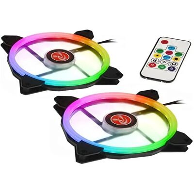 Kit ventilateurs IRIS 14 Rainbow RGB de Raijintek - RGB LED, 2x 140mm - Publicité Kit ventilateurs IRIS 14 Rainbow RGB de Raijintek - RGB LED, 2x 140mm - Publicité