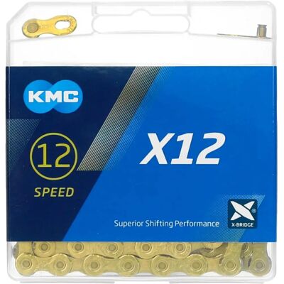 KMC X12 Titanium Nitride złoty 12-biegowy łańcuch rowerowy - 126 ogniw KMC X12 Titanium Nitride złoty 12-biegowy łańcuch rowerowy - 126 ogniw
