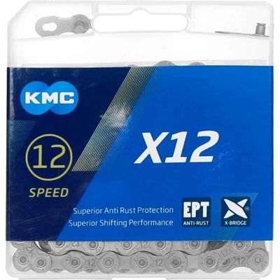 Chaîne KMC X12 12 vitesses - Argent - Chaîne de vélo Chaîne KMC X12 12 vitesses - Argent - Chaîne de vélo