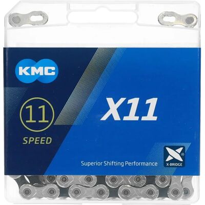 Catena KMC X11 11 velocità - Argento/Nero - 114 maglie Catena KMC X11 11 velocità - Argento/Nero - 114 maglie