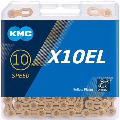 Chaîne vélo KMC X10EL 10 vitesses - 114 maillons - Légère Chaîne vélo KMC X10EL 10 vitesses - 114 maillons - Légère