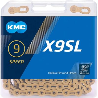 Chaîne super légère 9 vitesses KMC X9SL - 114 maillons Chaîne super légère 9 vitesses KMC X9SL - 114 maillons
