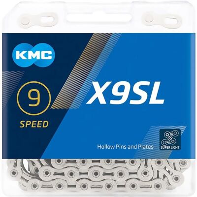 Chaîne ultra légère 9 vitesses KMC X9SL - Argent Chaîne ultra légère 9 vitesses KMC X9SL - Argent