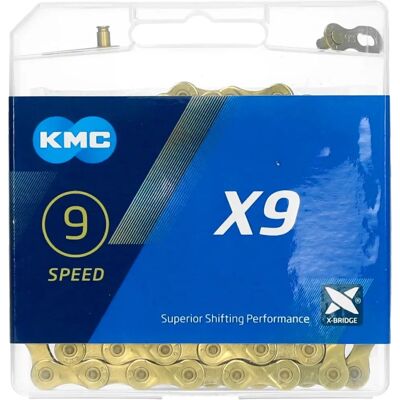 KMC X9 Gull Sykkelkjede - 9S, 114 lenker KMC X9 Gull Sykkelkjede - 9S, 114 lenker