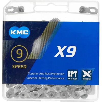 KMC X9 EPT Sølv 114 Lenker Kjeder - 9 Girsler - MTB & Vei KMC X9 EPT Sølv 114 Lenker Kjeder - 9 Girsler - MTB & Vei