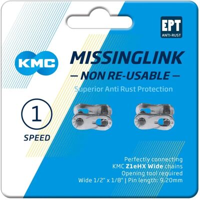 Connecteur de Maillon de Chaîne KMC Z1EHX - Argent - Type de Chaîne Connecteur de Maillon de Chaîne KMC Z1EHX - Argent - Type de Chaîne