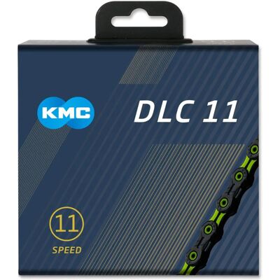 Chaîne KMC DLC11 11 vitesses - Noir/Vert - 118 maillons Chaîne KMC DLC11 11 vitesses - Noir/Vert - 118 maillons