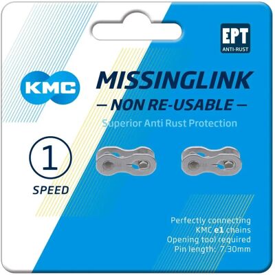 KMC E1NR EPT Lien Manquant Connecteur de Chaîne - Argent - 1/2" x 3/32" KMC E1NR EPT Lien Manquant Connecteur de Chaîne - Argent - 1/2" x 3/32"