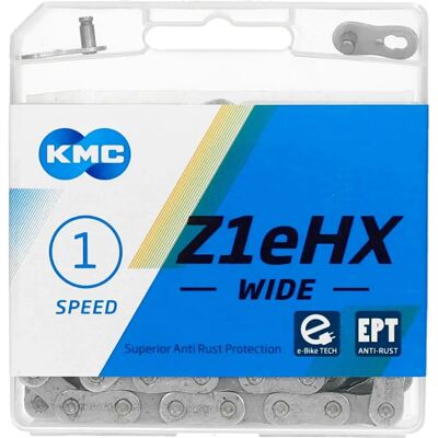 Chaîne de vélo KMC Z1EHX - Argent - 112 maillons - Publicité Chaîne de vélo KMC Z1EHX - Argent - 112 maillons - Publicité