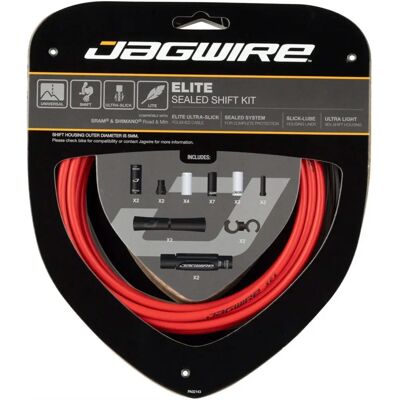 Jagwire Road Elite Gesloten Versnellingskabelset - Rood - Lage Wrijving Jagwire Road Elite Gesloten Versnellingskabelset - Rood - Lage Wrijving