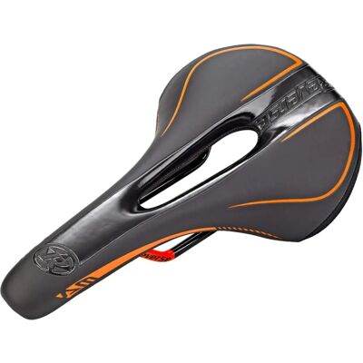 Selle Reverse AM Ergo - Noir / Orange Renard - Selle - Publicité Selle Reverse AM Ergo - Noir / Orange Renard - Selle - Publicité