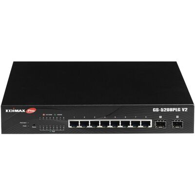 Edimax GS-5208PLG V2 Managed Gigabit Ethernet Switch - Black Edimax GS-5208PLG V2 Managed Gigabit Ethernet Switch - Black
