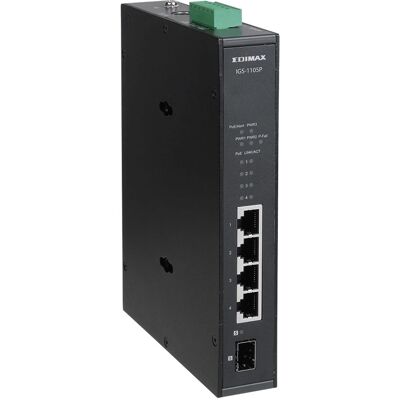 Edimax IGS-1105P 4x Gigabit PoE+ Switch - Væg- og DIN-skinne montering - IP30 Edimax IGS-1105P 4x Gigabit PoE+ Switch - Væg- og DIN-skinne montering - IP30