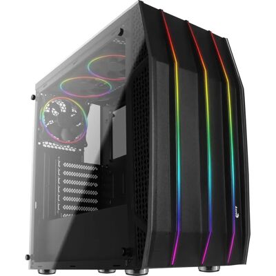 Aerocool Klaw - Boîtier PC, ATX, Verre Trempé, RGB Frontal, 3 Ventilateurs RGB - Boîtier PC Aerocool Klaw - Boîtier PC, ATX, Verre Trempé, RGB Frontal, 3 Ventilateurs RGB - Boîtier PC