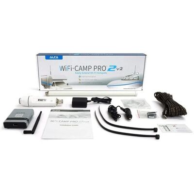 Kit WiFi para exteriores Alfa Network - Hasta 300 Mbps - Larga distancia Kit WiFi para exteriores Alfa Network - Hasta 300 Mbps - Larga distancia