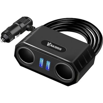 Vakoss Auto-Ladegeräte-Adapter - 2 USB, 70cm Kabel, Universell Vakoss Auto-Ladegeräte-Adapter - 2 USB, 70cm Kabel, Universell