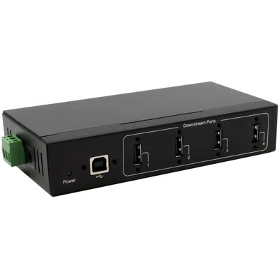 EXSYS GmbH 4-portowy hub USB 2.0 z metalowym obudową - Przemysłowy, Czarny EXSYS GmbH 4-portowy hub USB 2.0 z metalowym obudową - Przemysłowy, Czarny