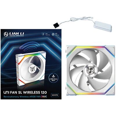 Lian Li UNI FAN SL Wireless 120 Computer Case Fan - White Lian Li UNI FAN SL Wireless 120 Computer Case Fan - White