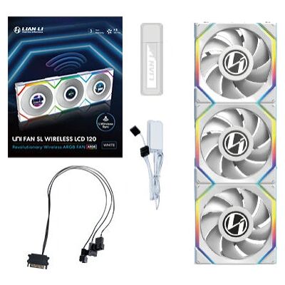 Chłodzenie do komputera Lian Li UNI FAN SL Wireless LCD 120 - Białe Chłodzenie do komputera Lian Li UNI FAN SL Wireless LCD 120 - Białe