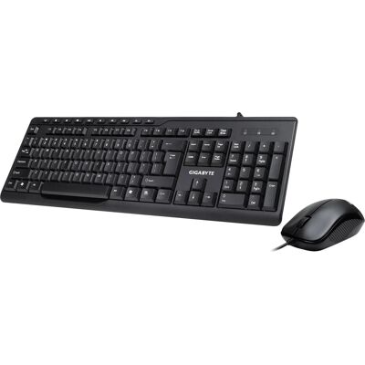 Conjunto teclado e rato Gigabyte KM6300 - Preto, QWERTY em espanhol, USB Conjunto teclado e rato Gigabyte KM6300 - Preto, QWERTY em espanhol, USB