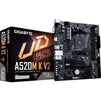 Placa-mãe Gigabyte A520M K V2 - Compatível com AMD Ryzen, DDR4, PCIe 3.0 Placa-mãe Gigabyte A520M K V2 - Compatível com AMD Ryzen, DDR4, PCIe 3.0