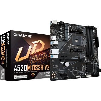Placa-mãe Gigabyte A520M DS3H V2 - Compatível com AMD Ryzen 5000 Series - Preto Placa-mãe Gigabyte A520M DS3H V2 - Compatível com AMD Ryzen 5000 Series - Preto