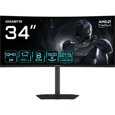 GIGABYTE GS34WQCA EK 34" Kaareva WQHD - FreeSync Premium GIGABYTE GS34WQCA EK 34" Kaareva WQHD - FreeSync Premium