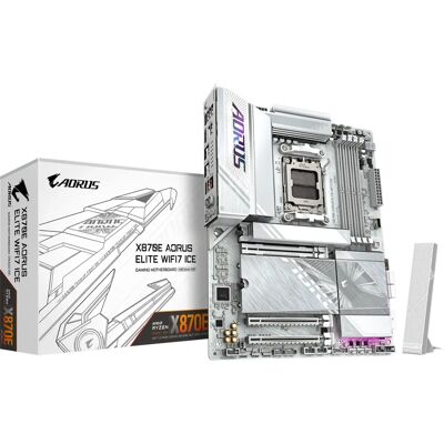 Placa-mãe GIGABYTE X870E AORUS ELITE WIFI7 ICE - Compatível com AMD Ryzen 9000, DDR5, Wi-Fi 7 - Placa-mãe Placa-mãe GIGABYTE X870E AORUS ELITE WIFI7 ICE - Compatível com AMD Ryzen 9000, DDR5, Wi-Fi 7 - Placa-mãe