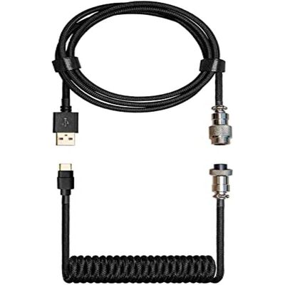 Cable enrollado Cooler Master USB-C a USB-A - Negro, 1,5m - Accesorio para teclado Cable enrollado Cooler Master USB-C a USB-A - Negro, 1,5m - Accesorio para teclado