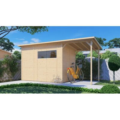 BERTILO - Pent Modern 4 Plus naturbelassen - beigen Naturton - Gartenhaus BERTILO - Pent Modern 4 Plus naturbelassen - beigen Naturton - Gartenhaus