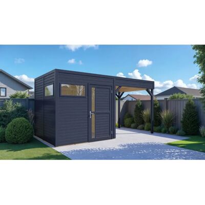 BERTILO - Cubus 2 Lounge anthrazit - Offene Wände - Fußboden im Gartenhaus - Gartenhaus BERTILO - Cubus 2 Lounge anthrazit - Offene Wände - Fußboden im Gartenhaus - Gartenhaus