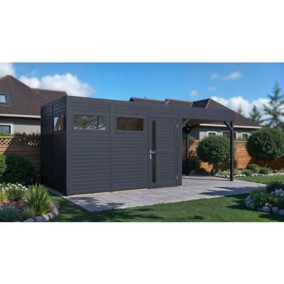 BERTILO - Cubus 3 Lounge - Anthrazit - Holz - Gartenhaus BERTILO - Cubus 3 Lounge - Anthrazit - Holz - Gartenhaus