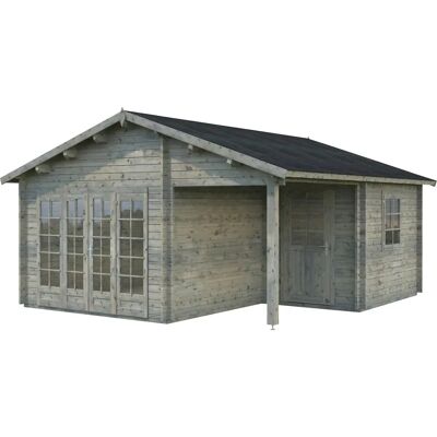 PALMAKO Irene Blockhaus - Gartenhaus, Holz, 21,9+5,2 m², Grau PALMAKO Irene Blockhaus - Gartenhaus, Holz, 21,9+5,2 m², Grau
